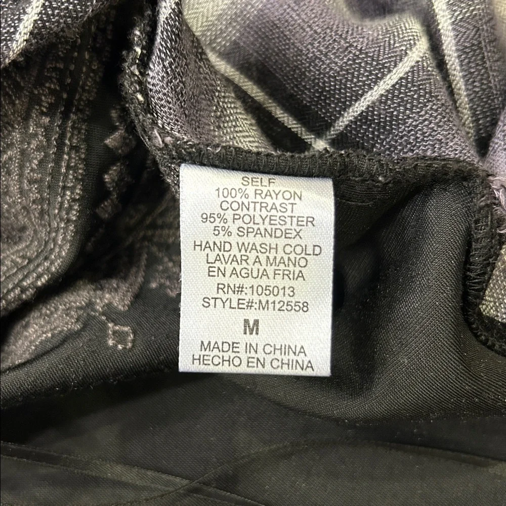 Andree by Unit Plaid Velvet Floral Embroidered 3/4 Sleeve Button Down Top - Picture 9 of 10